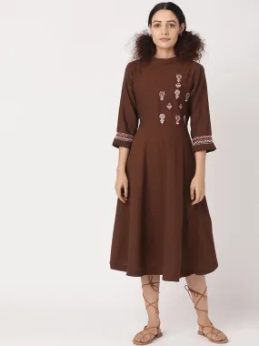 Women Brown Boho Dress