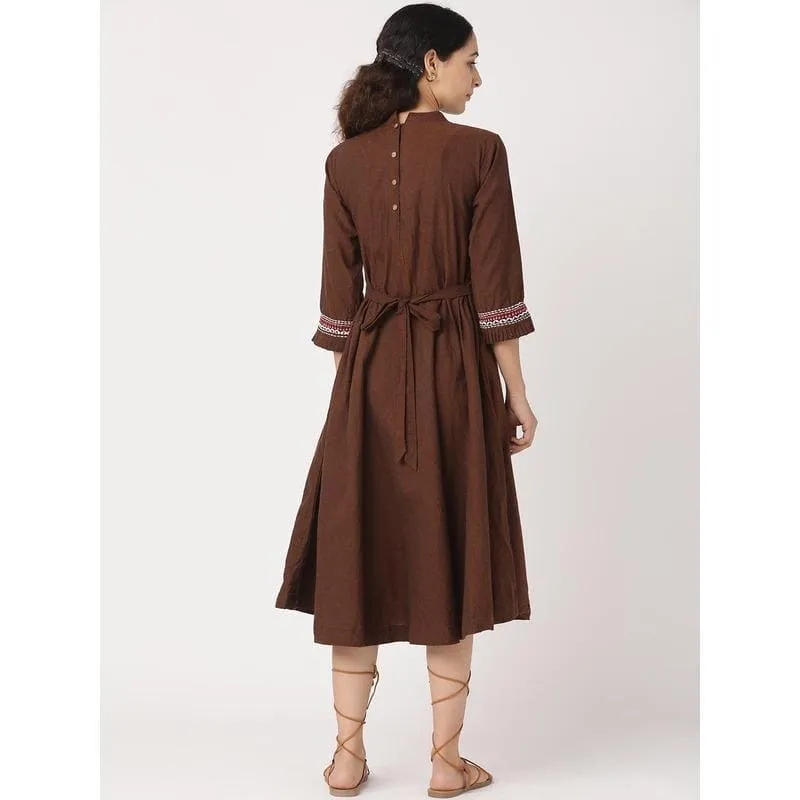 Women Brown Boho Dress