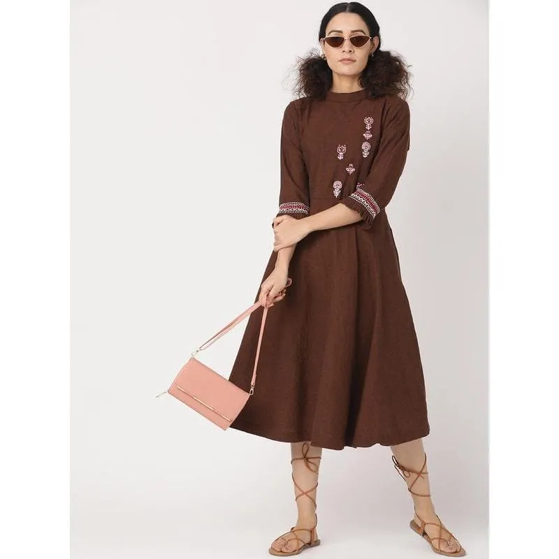 Women Brown Boho Dress