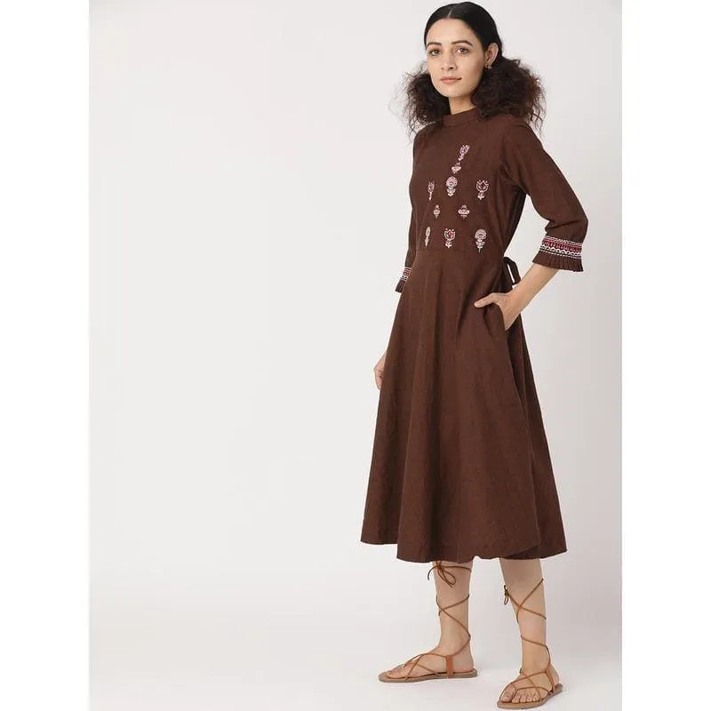 Women Brown Boho Dress