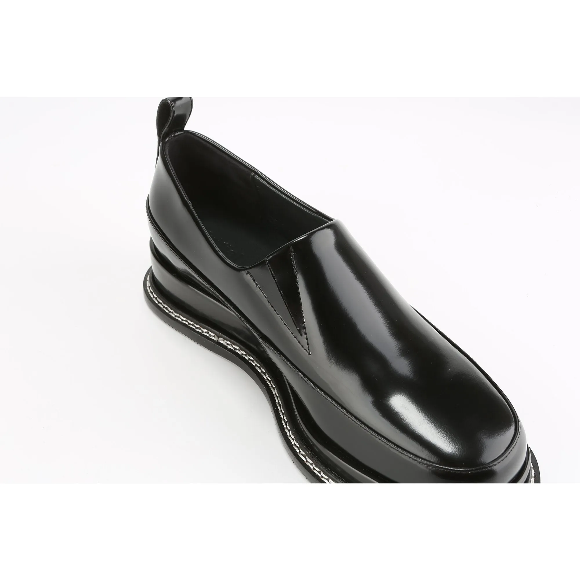 Women Ladies Glossy Flatform Flats - Black