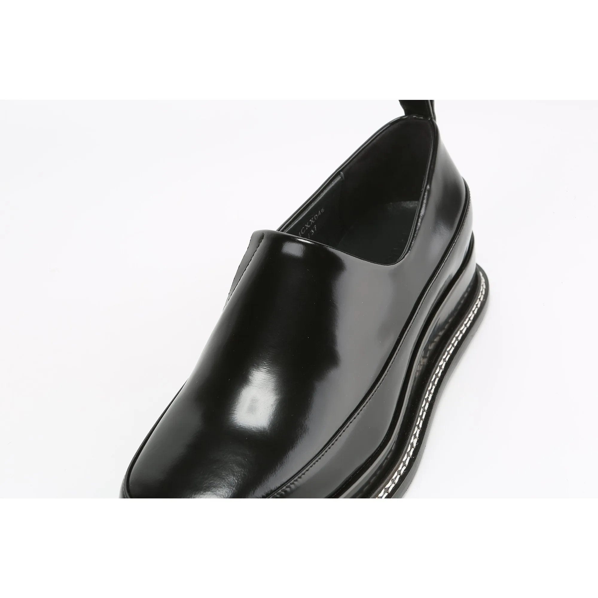 Women Ladies Glossy Flatform Flats - Black