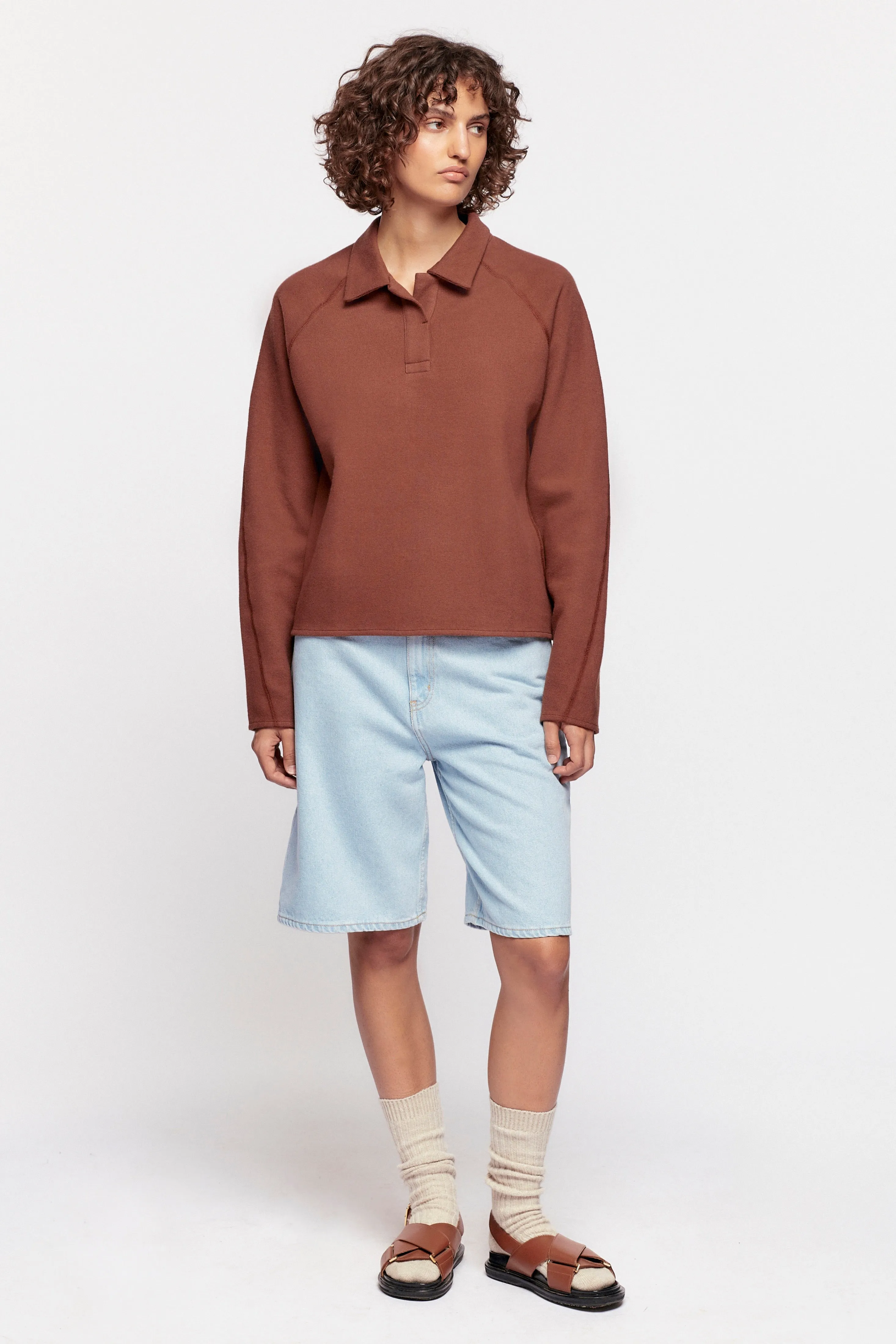 Women's Cozy Polo in Umber