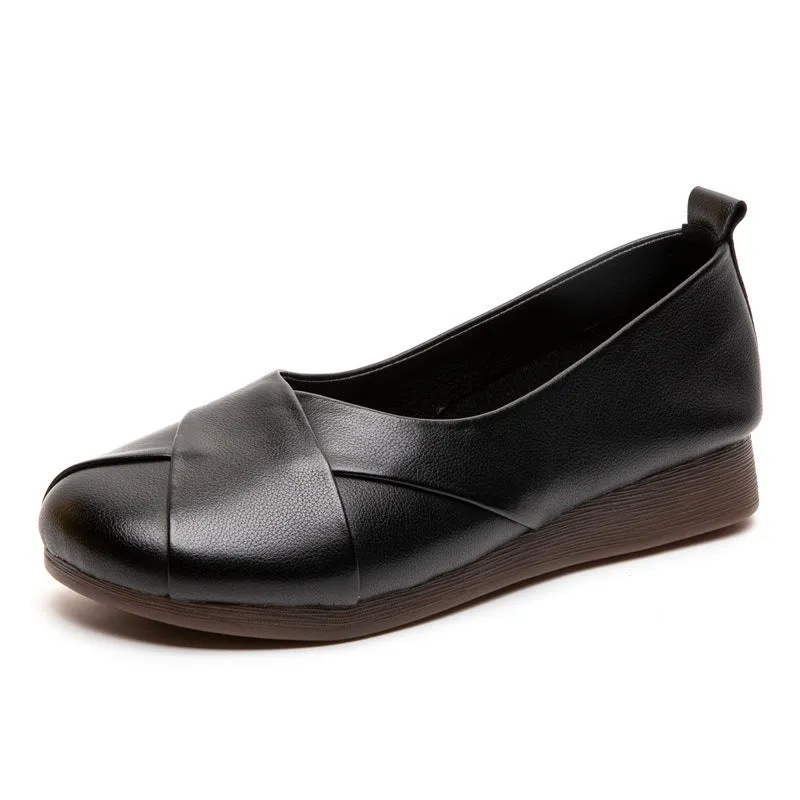 Women's Genuine Leather Flats Retro Walking Loafers