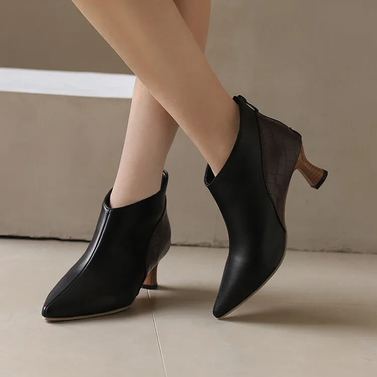 Women's Pointed Toe Hoof Heel Loafer Shoes