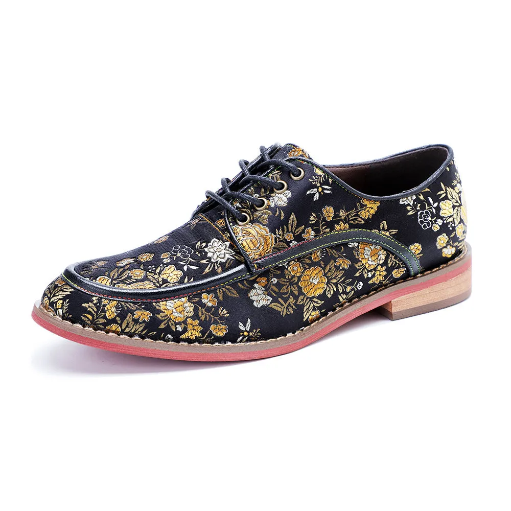 Women's Retro Print Casual Lace Up Flat Shoes