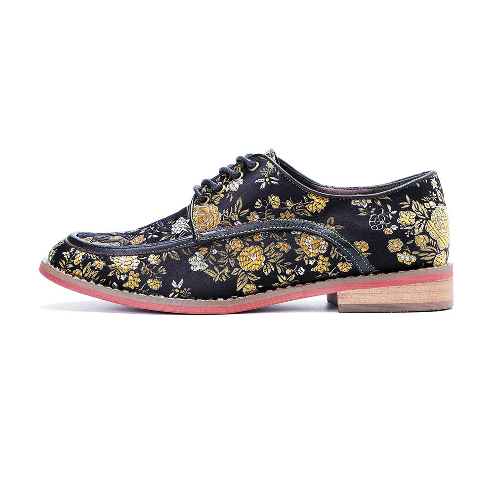 Women's Retro Print Casual Lace Up Flat Shoes