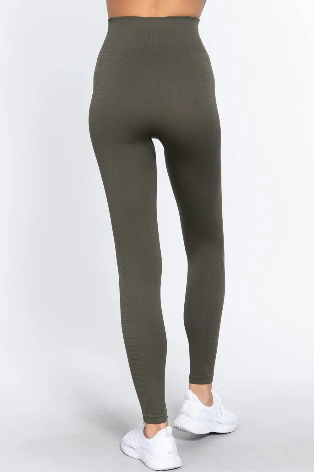 Women's Waistband Seamless Rib Leggings