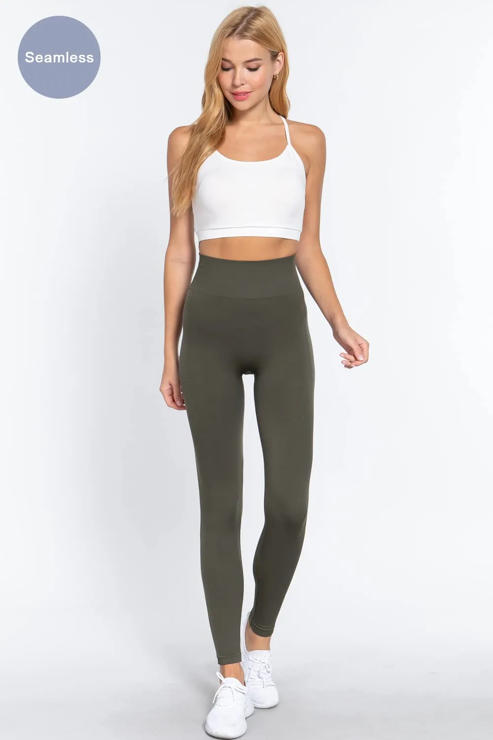 Women's Waistband Seamless Rib Leggings