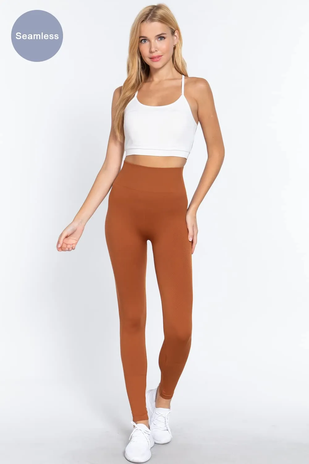 Women's Waistband Seamless Rib Leggings