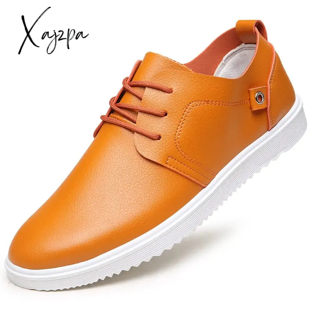 Xajzpa - Men Leather Casual Shoes Men Summer Brand Comfortable Flat Shoes for Men Trendy Sneaker Men Oxfords Shoes