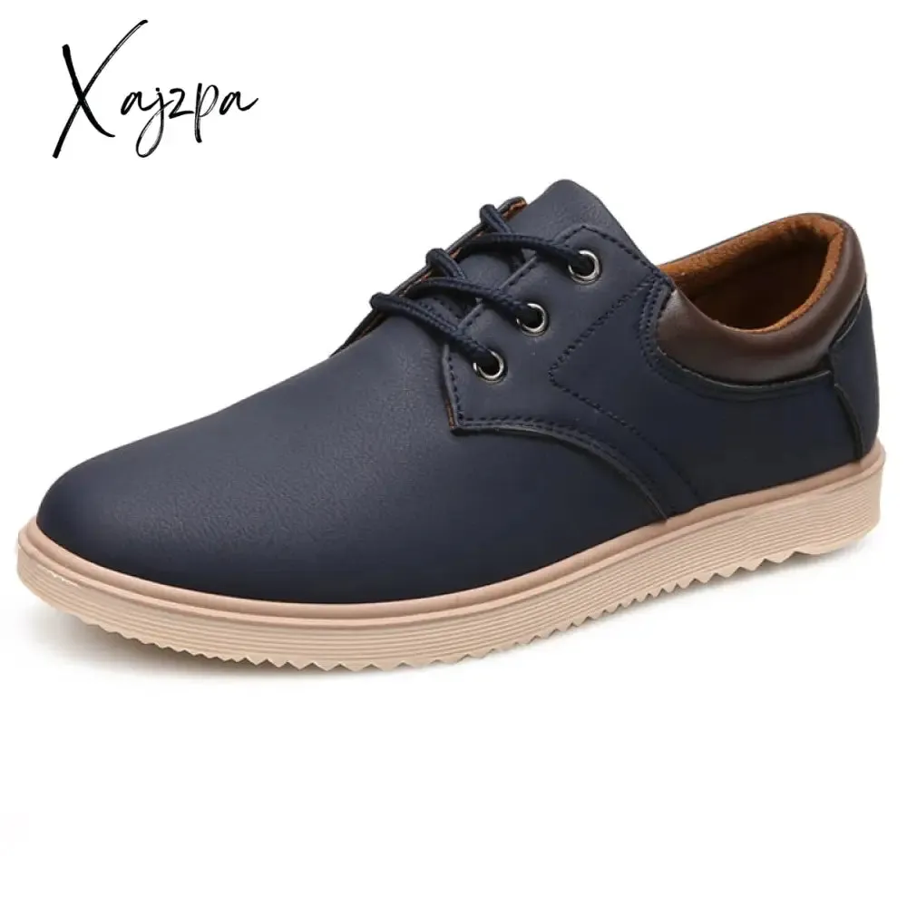 Xajzpa - Men Leather Casual Shoes Men Summer Brand Comfortable Flat Shoes for Men Trendy Sneaker Men Oxfords Shoes