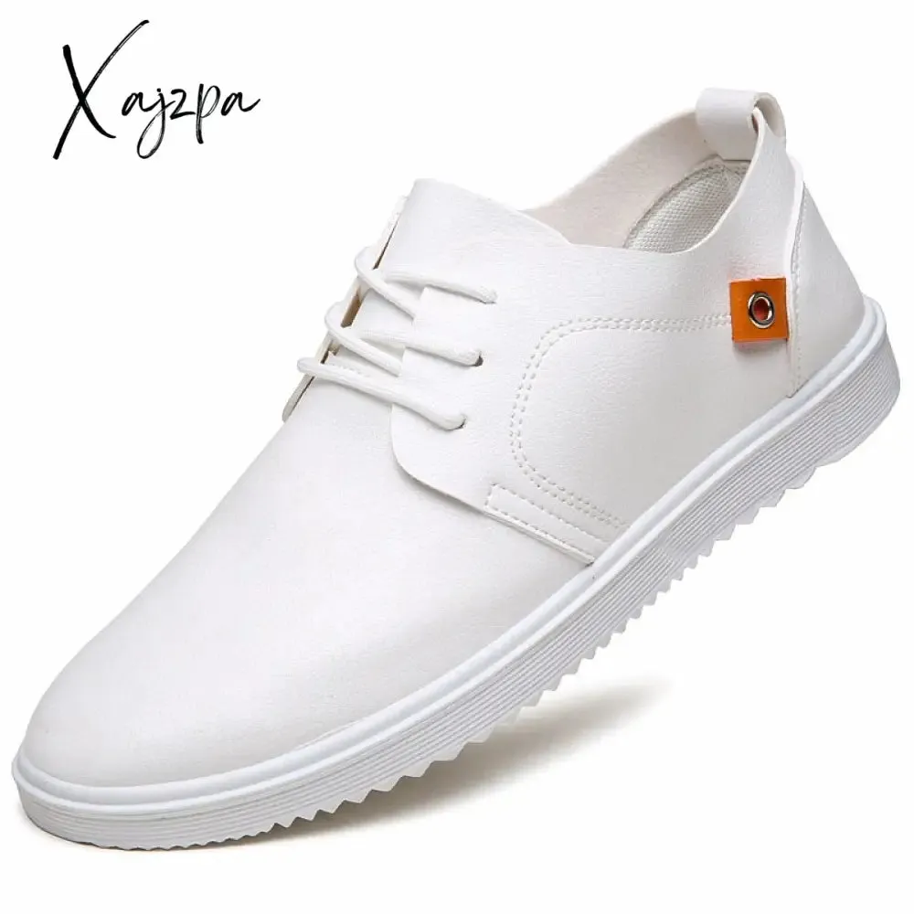 Xajzpa - Men Leather Casual Shoes Men Summer Brand Comfortable Flat Shoes for Men Trendy Sneaker Men Oxfords Shoes