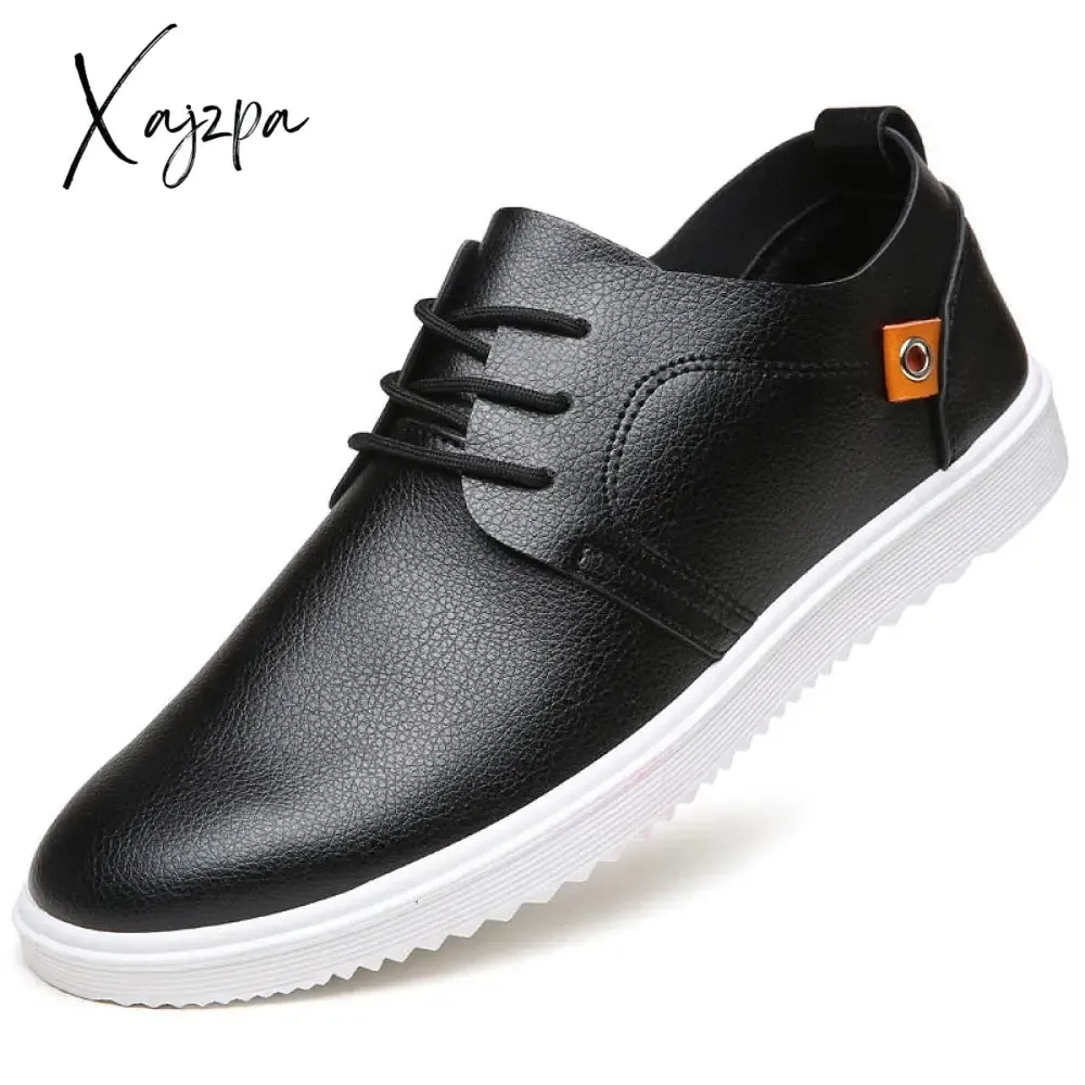 Xajzpa - Men Leather Casual Shoes Men Summer Brand Comfortable Flat Shoes for Men Trendy Sneaker Men Oxfords Shoes